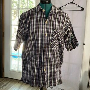 Men’s Bugle Boy Plaid Button Down Shirt Size Small